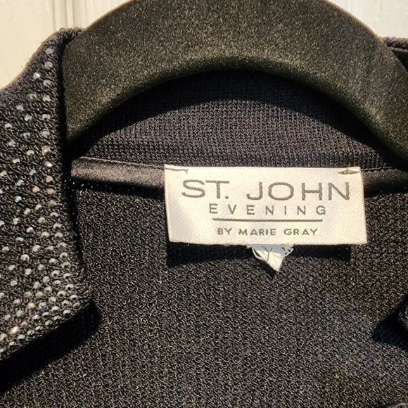 St. John Evening Maire Gray Black Princess Knit Jacket with Heart Buttons - Picture 5 of 9